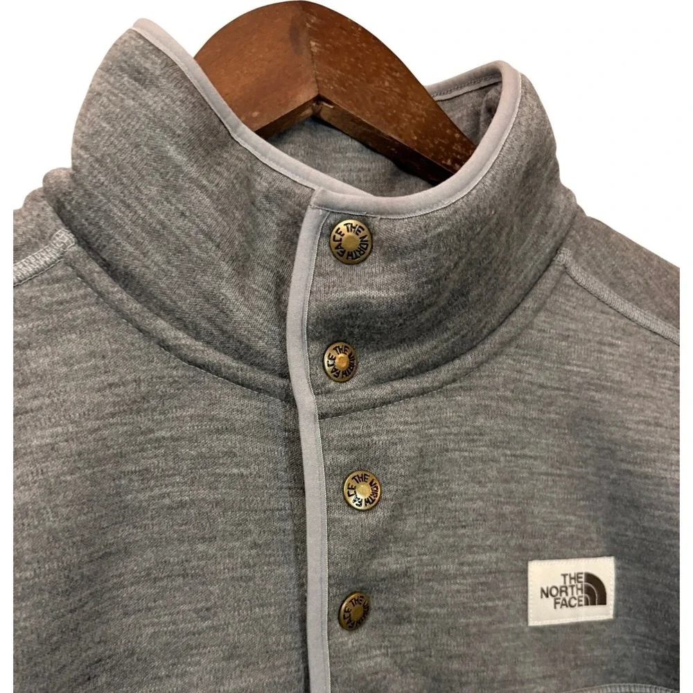 The North Face Mens 1/4 Snap Sherpa Patrol Gordon Lyons Pullover S‎ Gray Fleece